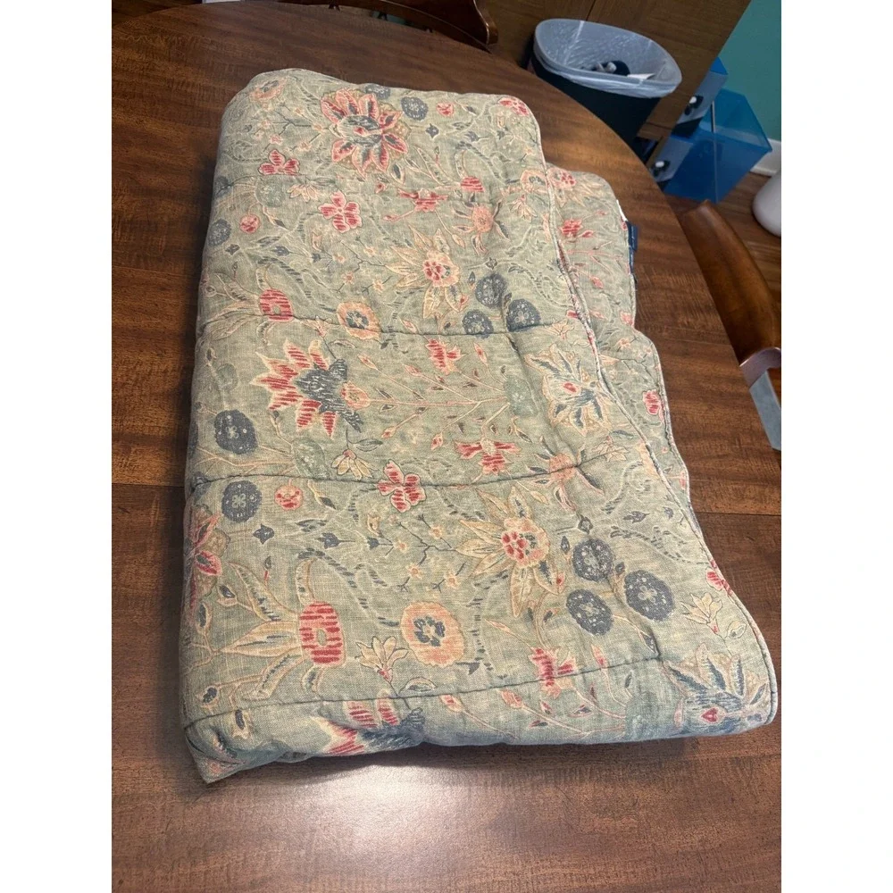 Vintage Ralph Lauren Isabella Full Queen Comforter Sage Floral Cotton Linen USA